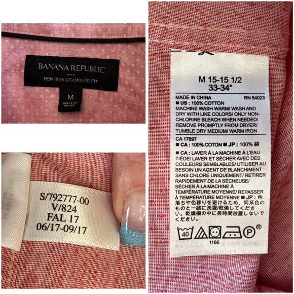 Banana Republic Men’s Standard Fit Non-Iron Pink Dress Shirt (Size M) - Picture 8 of 11